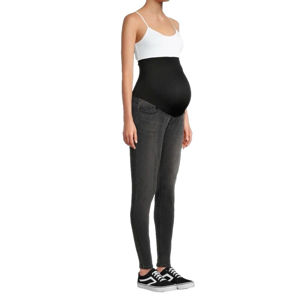 Time and Tru Maternity Skinny Jeans Womens XXL 20 Gray Full Belly Band Stretch